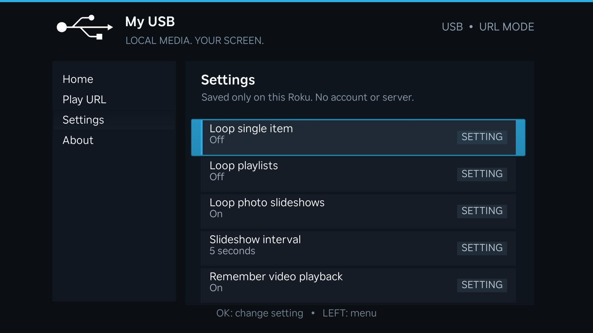 My USB playback and slideshow settings